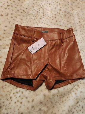 wild fable Faux Leather Bike Shorts — Brown